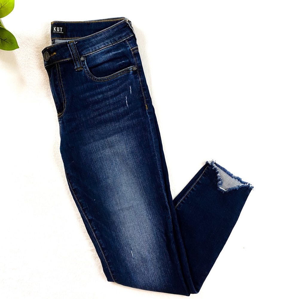 Kut From The Kloth Connie Ankle Skinny Raw Hem Blue Jeans Size 4